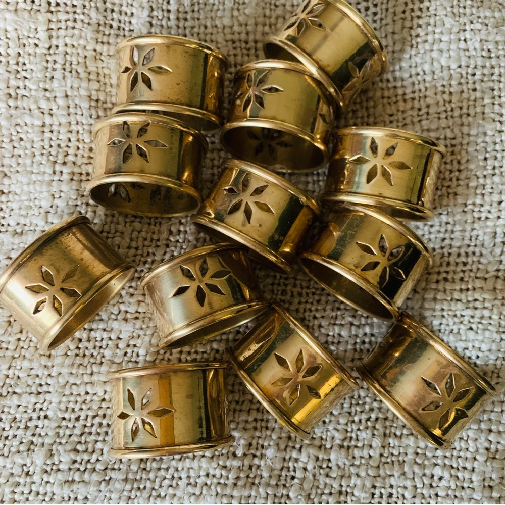 12 Vintage Brass Napkin Rings